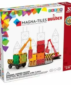 Magna-Tiles: Builder Clear Colours 32 Pieces Magnetic Tiles