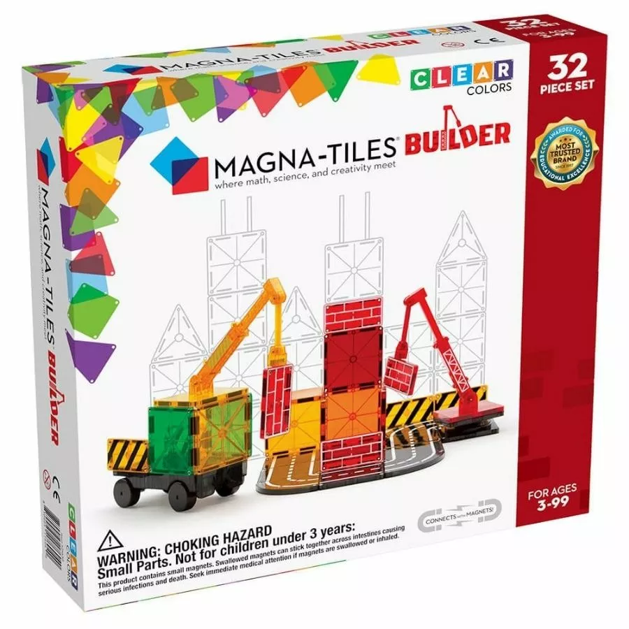Magna-Tiles: Builder Clear Colours 32 Pieces Magnetic Tiles 3 Magna-Tiles: Builder Clear Colours 32 Pieces Magnetic Tiles