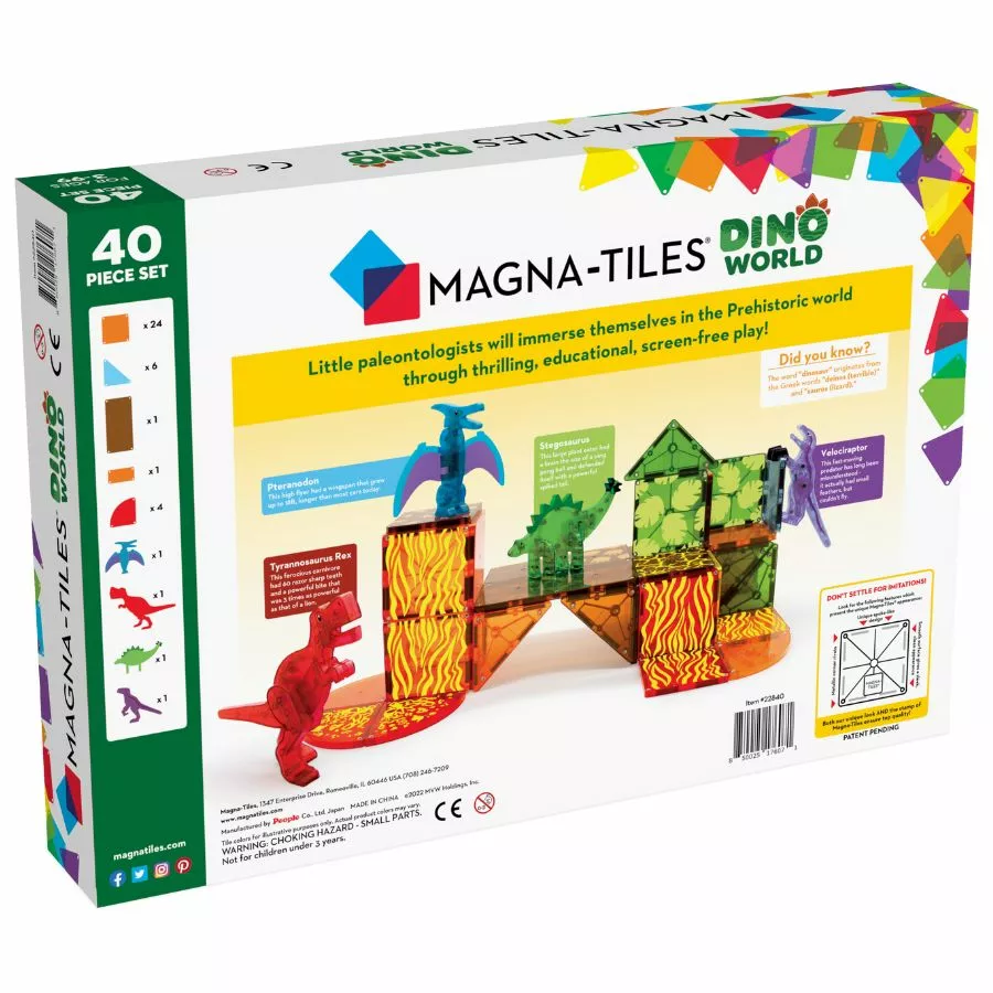 Magna-Tiles - Dino World 40 Piece Set Magnetic Tiles 4 Magna-Tiles - Dino World 40 Piece Set Magnetic Tiles - Image 2