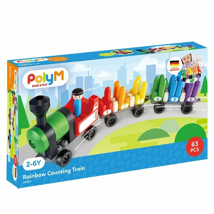 Poly M PolyM - Build And Play: Rainbow Counting Train Kit 3 Poly M PolyM - Build And Play: Rainbow Counting Train Kit