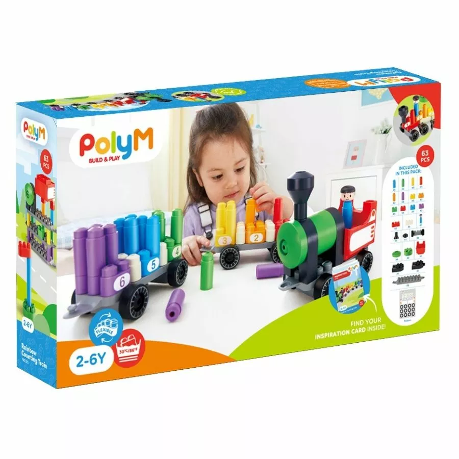 Poly M PolyM - Build And Play: Rainbow Counting Train Kit 4 Poly M PolyM - Build And Play: Rainbow Counting Train Kit - Image 2