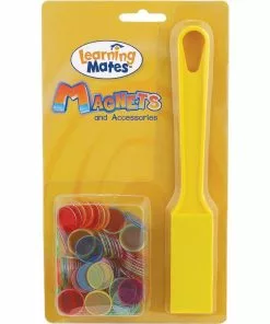 Popular Playthings - Magnetic Wand With 100 Steel Ringed Chips Assorted Colours
