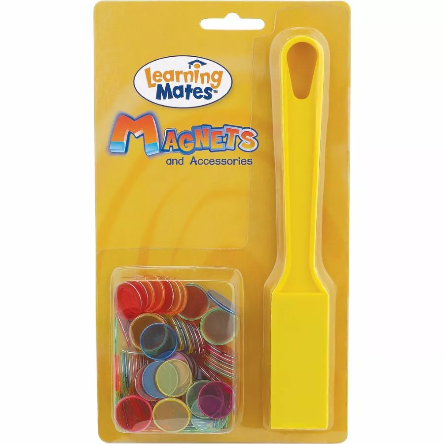 Popular Playthings - Magnetic Wand With 100 Steel Ringed Chips Assorted Colours 3 Popular Playthings - Magnetic Wand With 100 Steel Ringed Chips Assorted Colours