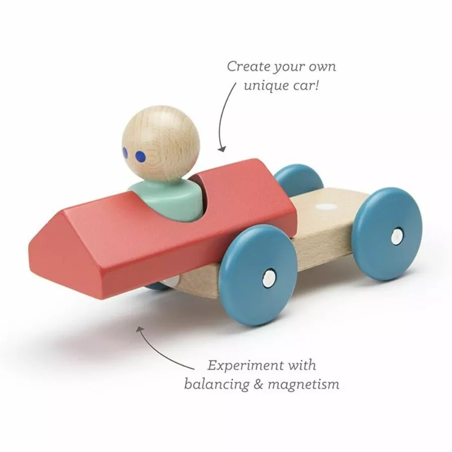 Tegu - Wooden Magnetic Blocks: Racer Poppy 4 Tegu - Wooden Magnetic Blocks: Racer Poppy - Image 2