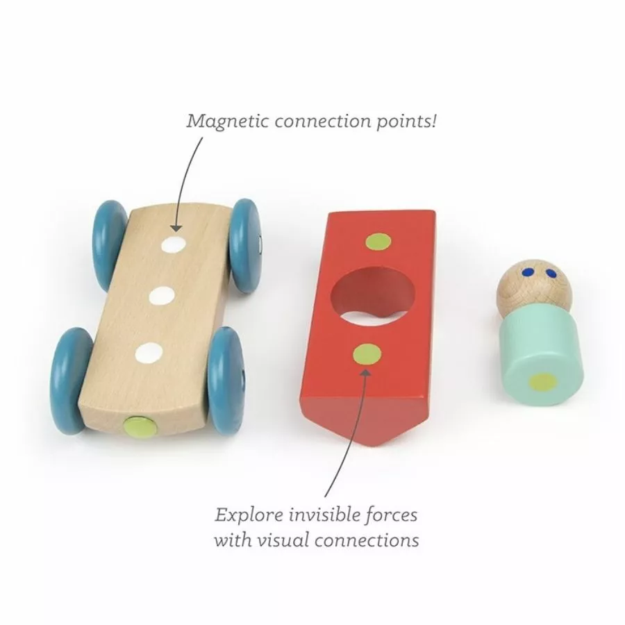 Tegu - Wooden Magnetic Blocks: Racer Poppy 5 Tegu - Wooden Magnetic Blocks: Racer Poppy - Image 3